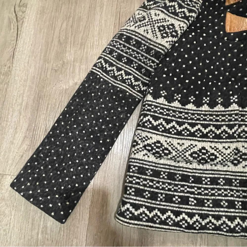 Smythe Fair Isle Fur Trim Hooded Duffle Coat in Dark Grey & Cream - Picture 10 of 11